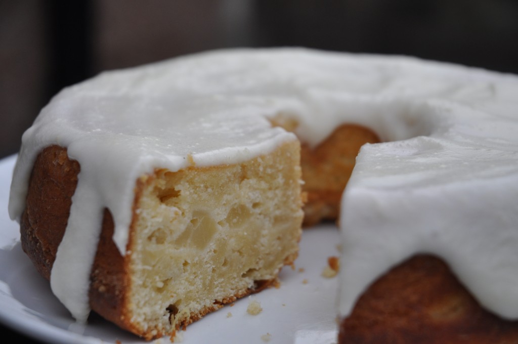 White Chocolate Pear Glazed Bundt Cake