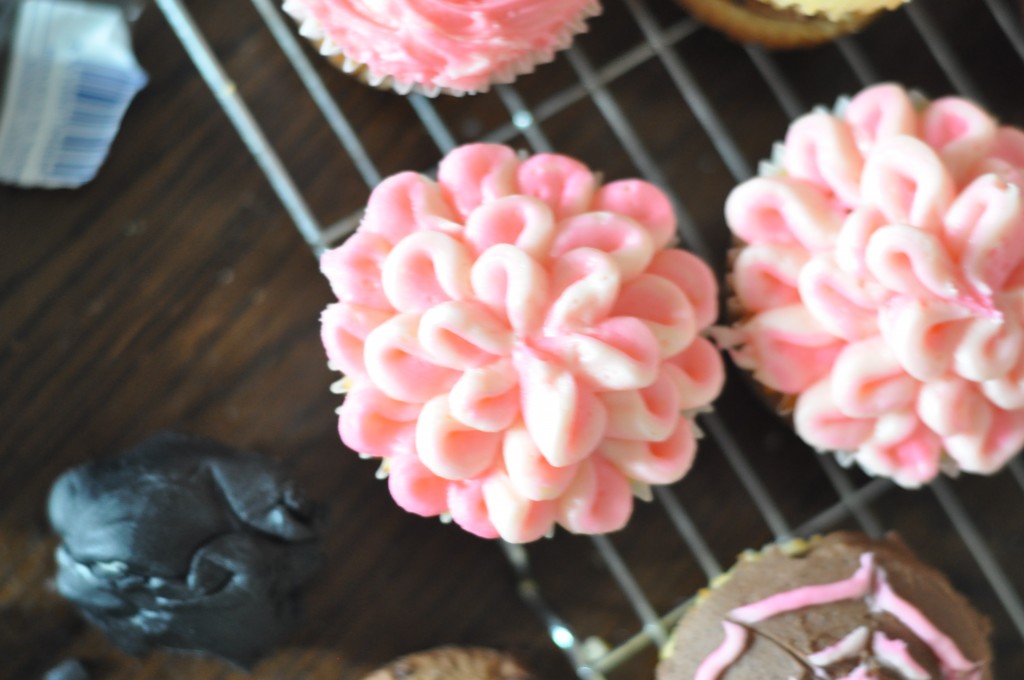 Beautiful Flower Petal Cupcakes with Two-tone icing