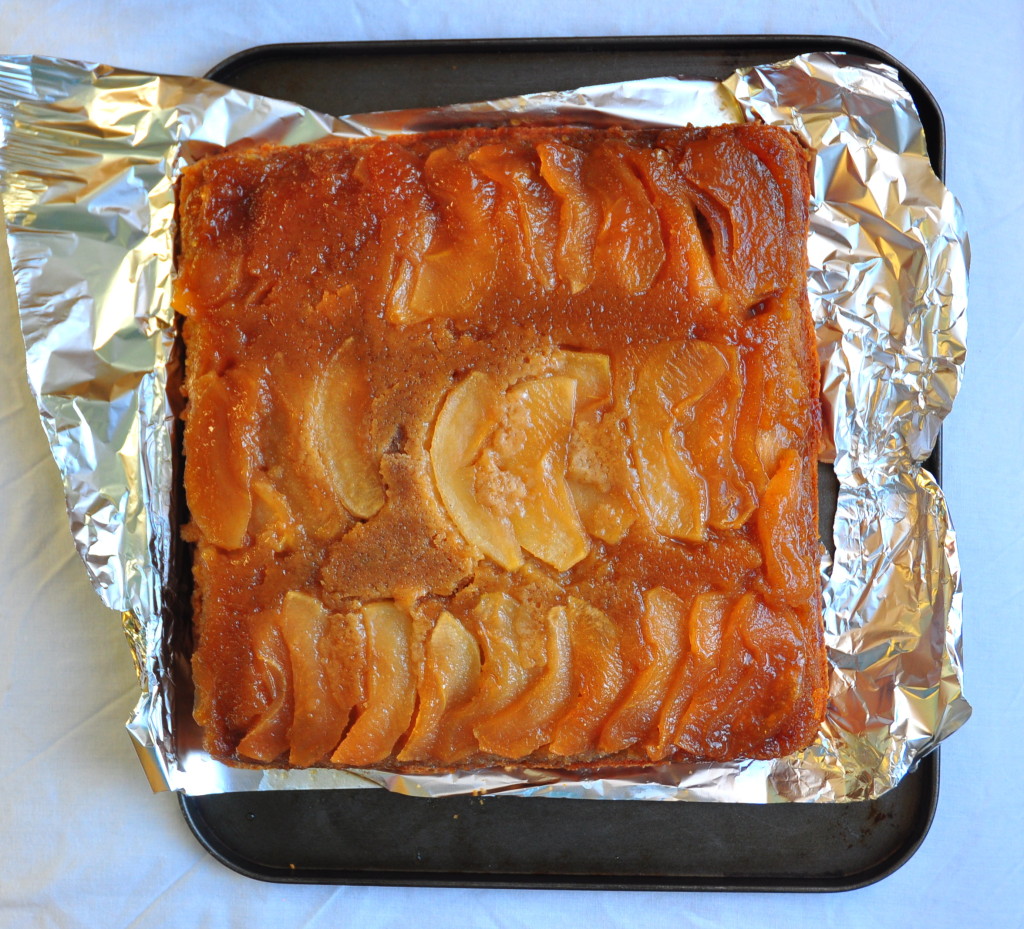 A perfect fall cake: apples, cinnamon, maple and stodginess. 