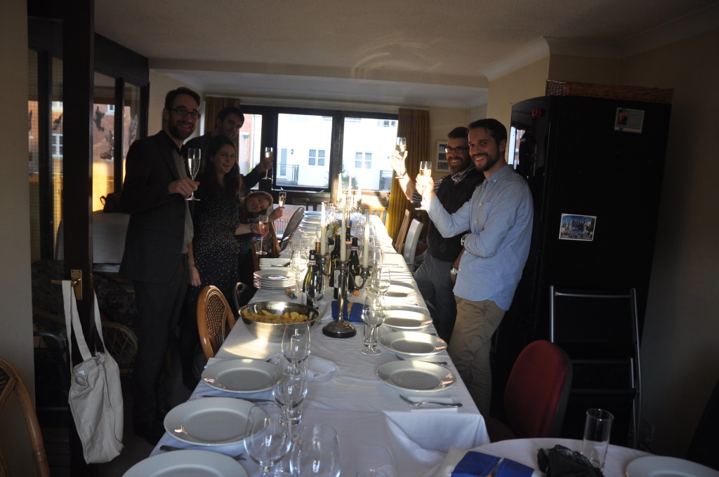 Setting the table in preparation. You can't see the other place settings behind me! 